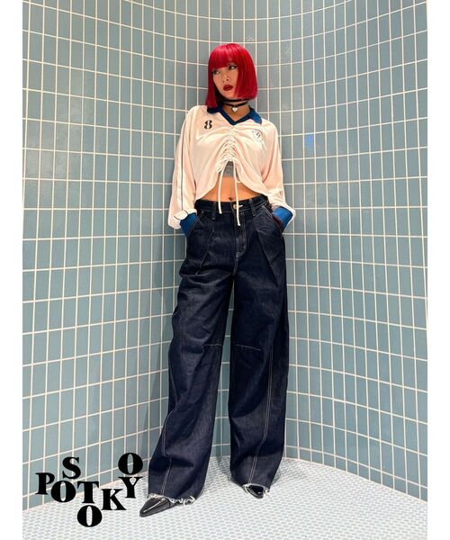 jouetie(ジュエティ)の「【Something ×PosTokyo】PANEL BALLON WIDE DENIM(デニムパンツ・レディース・ブラック/インディゴブルー/ブルー・SMALL/MEDIUM)」の13枚目の写真