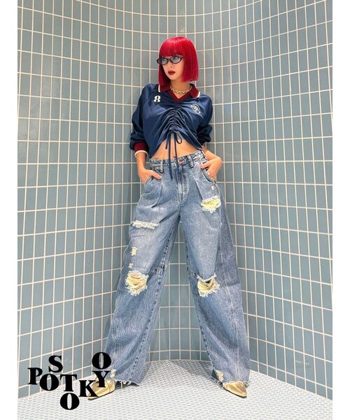 jouetie(ジュエティ)の「【Something ×PosTokyo】PANEL BALLON WIDE DENIM(デニムパンツ・レディース・ブラック/インディゴブルー/ブルー・SMALL/MEDIUM)」の16枚目の写真