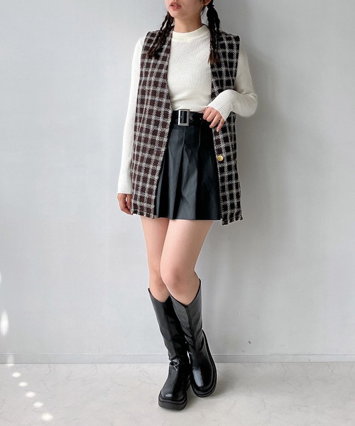 AS KNOW AS plus（アズノゥアズプラス）の「◇ツイードフリンジベスト（ベスト・レディース・ブラック系/ブラウン系/アイボリー系・FREE）」の6枚目の写真