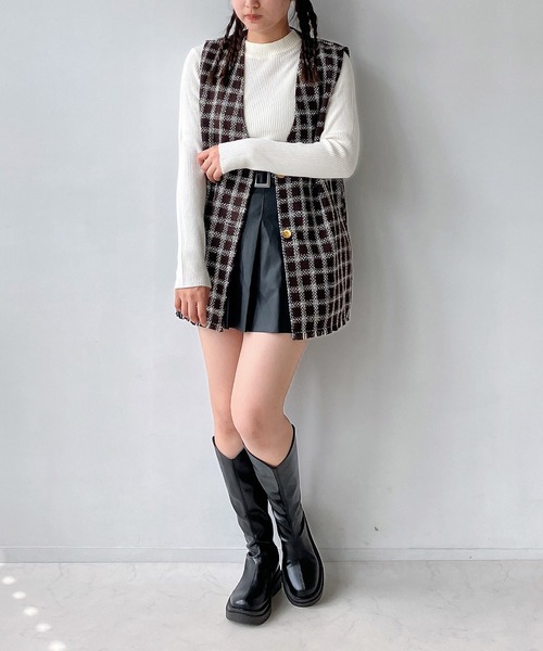 AS KNOW AS plus（アズノゥアズプラス）の「◇ツイードフリンジベスト（ベスト・レディース・ブラック系/ブラウン系/アイボリー系・FREE）」の7枚目の写真