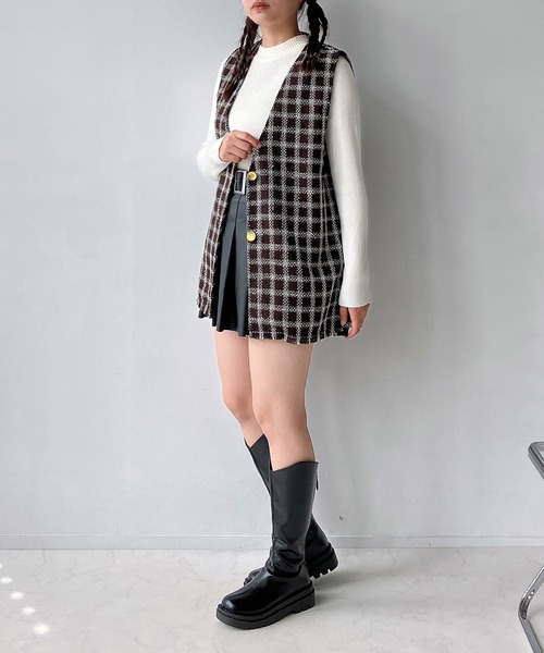 AS KNOW AS plus（アズノゥアズプラス）の「◇ツイードフリンジベスト（ベスト・レディース・ブラック系/ブラウン系/アイボリー系・FREE）」の8枚目の写真