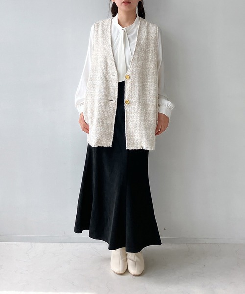 AS KNOW AS plus（アズノゥアズプラス）の「◇ツイードフリンジベスト（ベスト・レディース・ブラック系/ブラウン系/アイボリー系・FREE）」の20枚目の写真