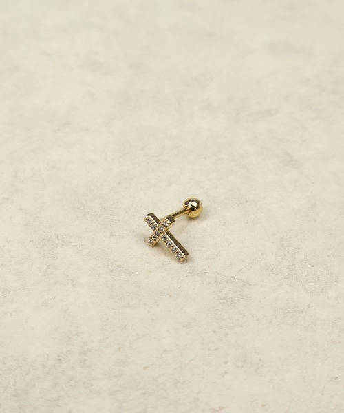 CEMONEMO(セモネモ)の「【金属アレルギー対応】 キュービック クロス ピアス(片耳用) / silver925(ピアス(片耳用)・レディース・シルバー/ゴールド・FREE)」の5枚目の写真