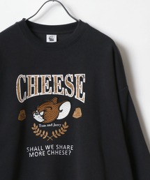 Tom and Jerry/トムとジェリー 裏起毛 ワンポイント刺繍 カレッジ バックプリント オーバーサイズ スウェット トレーナー