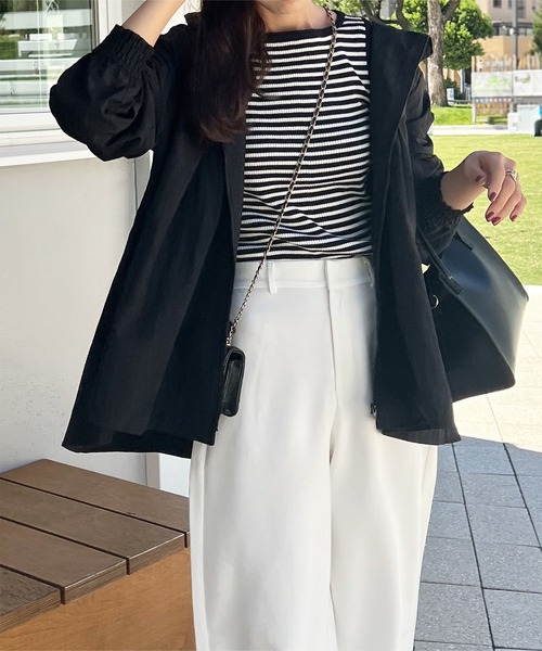 KOBE LETTUCE（コウベレタス）の「選べる2タイプ 撥水加工パッカブルマウンテンパーカー（パーカー・レディース・ブラック/ブラック系・M/M1）」の8枚目の写真