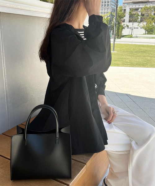 KOBE LETTUCE（コウベレタス）の「選べる2タイプ 撥水加工パッカブルマウンテンパーカー（パーカー・レディース・ブラック/ブラック系・M/M1）」の9枚目の写真