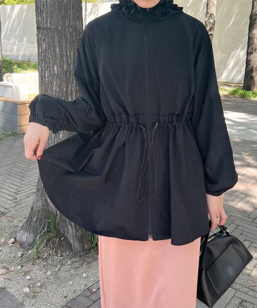 KOBE LETTUCE（コウベレタス）の「選べる2タイプ 撥水加工パッカブルマウンテンパーカー（パーカー・レディース・ブラック/ブラック系・M/M1）」の12枚目の写真