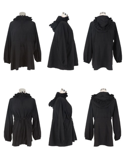 KOBE LETTUCE（コウベレタス）の「選べる2タイプ 撥水加工パッカブルマウンテンパーカー（パーカー・レディース・ブラック/ブラック系・M/M1）」の15枚目の写真