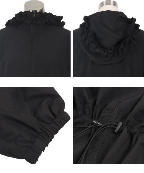 KOBE LETTUCE（コウベレタス）の「選べる2タイプ 撥水加工パッカブルマウンテンパーカー（パーカー・レディース・ブラック/ブラック系・M/M1）」の16枚目の写真
