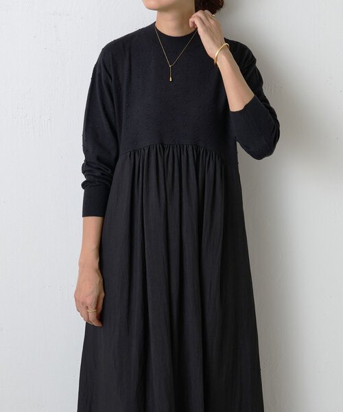 BEARDSLEY（ビアズリー）の「ドットニットコンビギャザーワンピース