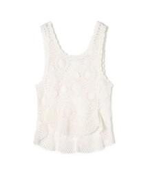 ヘアピンレースハンドニット ヘムフレアトップス