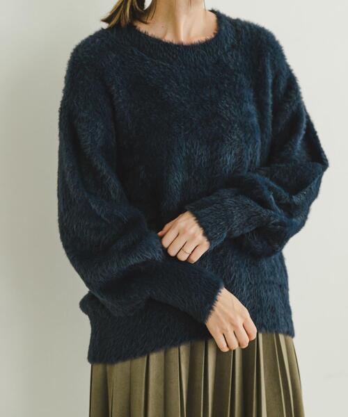 ITEMS URBANRESEARCH(アイテムズ アーバンリサーチ)の「シャギークルーネックニット(ニット/セーター・レディース・グリーン系その他/アイボリー/オレンジ/ネイビー・FREE)」の5枚目の写真