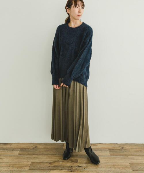 ITEMS URBANRESEARCH(アイテムズ アーバンリサーチ)の「シャギークルーネックニット(ニット/セーター・レディース・グリーン系その他/アイボリー/オレンジ/ネイビー・FREE)」の7枚目の写真