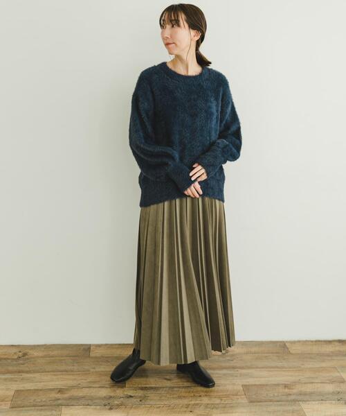ITEMS URBANRESEARCH(アイテムズ アーバンリサーチ)の「シャギークルーネックニット(ニット/セーター・レディース・グリーン系その他/アイボリー/オレンジ/ネイビー・FREE)」の8枚目の写真