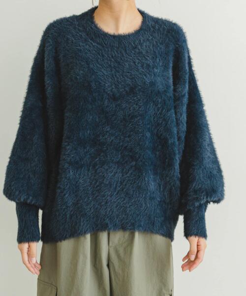 ITEMS URBANRESEARCH(アイテムズ アーバンリサーチ)の「シャギークルーネックニット(ニット/セーター・レディース・グリーン系その他/アイボリー/オレンジ/ネイビー・FREE)」の12枚目の写真