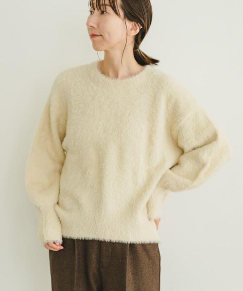 ITEMS URBANRESEARCH(アイテムズ アーバンリサーチ)の「シャギークルーネックニット(ニット/セーター・レディース・グリーン系その他/アイボリー/オレンジ/ネイビー・FREE)」の20枚目の写真