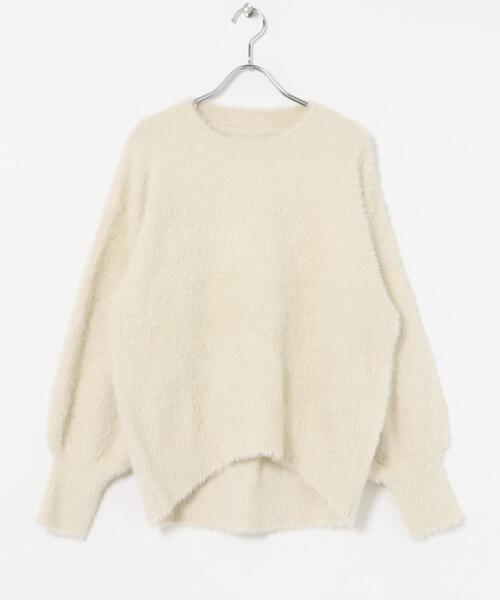 ITEMS URBANRESEARCH(アイテムズ アーバンリサーチ)の「シャギークルーネックニット(ニット/セーター・レディース・グリーン系その他/アイボリー/オレンジ/ネイビー・FREE)」の5枚目の写真