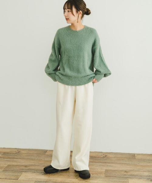 ITEMS URBANRESEARCH(アイテムズ アーバンリサーチ)の「シャギークルーネックニット(ニット/セーター・レディース・グリーン系その他/アイボリー/オレンジ/ネイビー・FREE)」の9枚目の写真