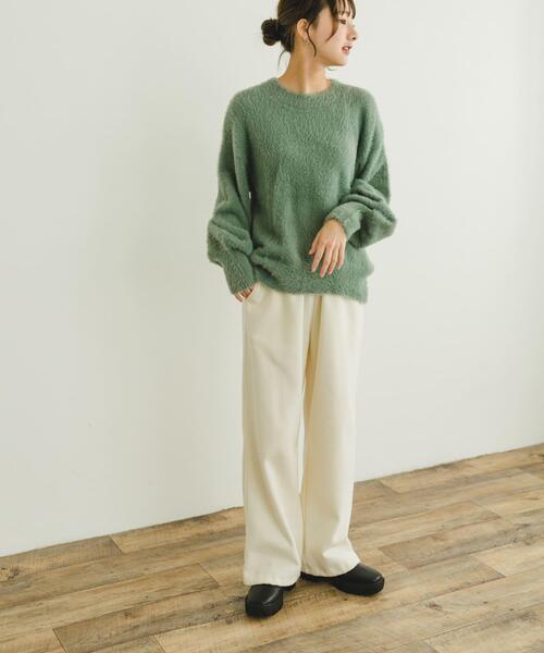 ITEMS URBANRESEARCH(アイテムズ アーバンリサーチ)の「シャギークルーネックニット(ニット/セーター・レディース・グリーン系その他/アイボリー/オレンジ/ネイビー・FREE)」の10枚目の写真