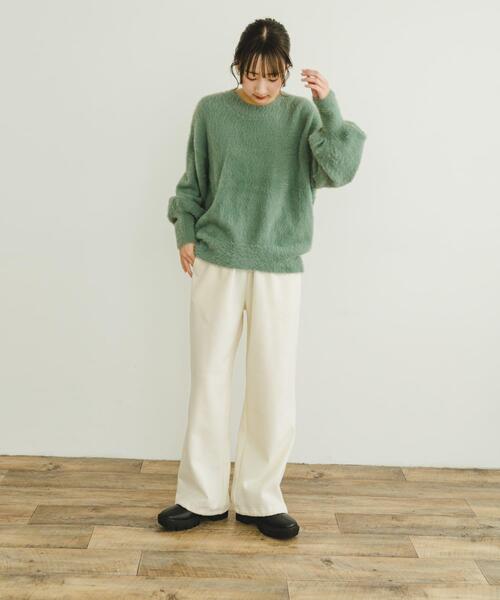 ITEMS URBANRESEARCH(アイテムズ アーバンリサーチ)の「シャギークルーネックニット(ニット/セーター・レディース・グリーン系その他/アイボリー/オレンジ/ネイビー・FREE)」の11枚目の写真
