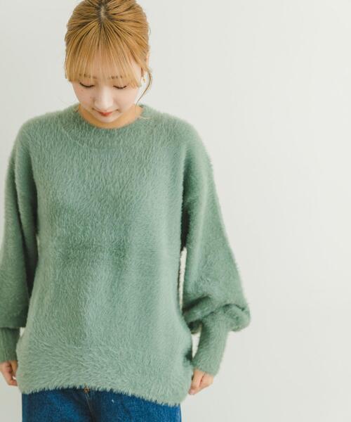 ITEMS URBANRESEARCH(アイテムズ アーバンリサーチ)の「シャギークルーネックニット(ニット/セーター・レディース・グリーン系その他/アイボリー/オレンジ/ネイビー・FREE)」の12枚目の写真