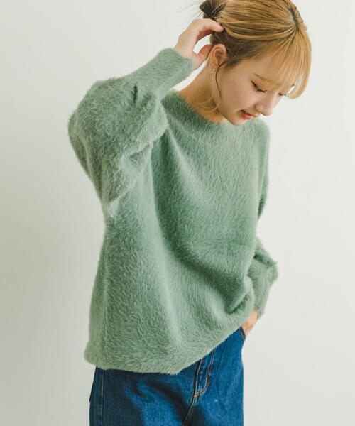 ITEMS URBANRESEARCH(アイテムズ アーバンリサーチ)の「シャギークルーネックニット(ニット/セーター・レディース・グリーン系その他/アイボリー/オレンジ/ネイビー・FREE)」の13枚目の写真