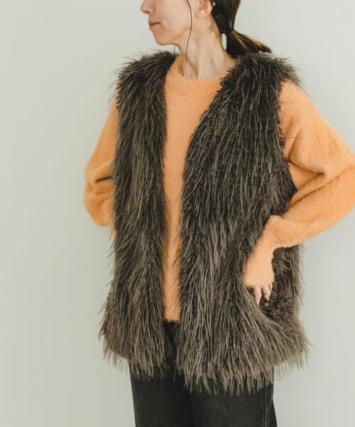 ITEMS URBANRESEARCH(アイテムズ アーバンリサーチ)の「シャギークルーネックニット(ニット/セーター・レディース・グリーン系その他/アイボリー/オレンジ/ネイビー・FREE)」の16枚目の写真