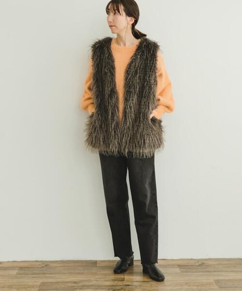 ITEMS URBANRESEARCH(アイテムズ アーバンリサーチ)の「シャギークルーネックニット(ニット/セーター・レディース・グリーン系その他/アイボリー/オレンジ/ネイビー・FREE)」の18枚目の写真