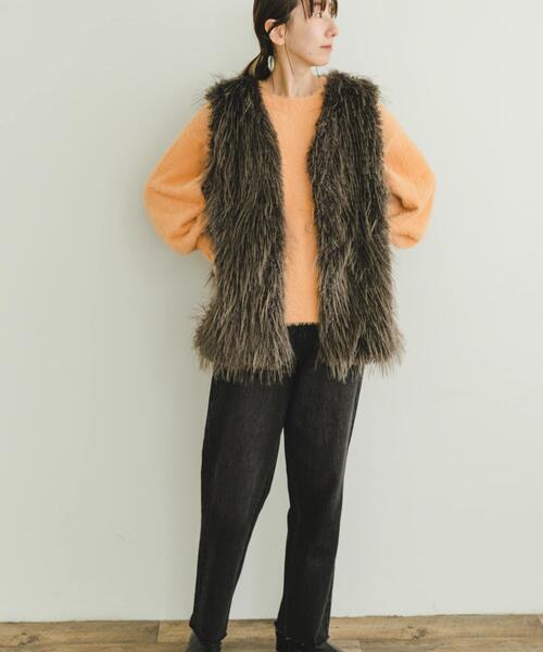 ITEMS URBANRESEARCH(アイテムズ アーバンリサーチ)の「シャギークルーネックニット(ニット/セーター・レディース・グリーン系その他/アイボリー/オレンジ/ネイビー・FREE)」の20枚目の写真