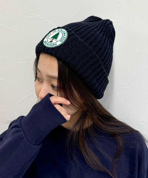 fredy emue(フレディエミュ)の「USAワッペンワッチ(ニットキャップ/ビーニー・レディース・ブラック/ネイビー・FREE)」の4枚目の写真