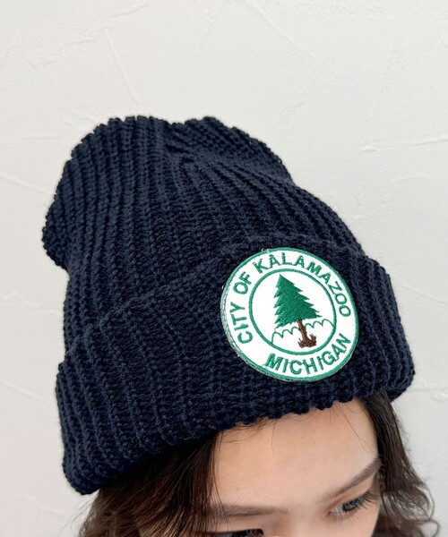 fredy emue(フレディエミュ)の「USAワッペンワッチ(ニットキャップ/ビーニー・レディース・ブラック/ネイビー・FREE)」の5枚目の写真