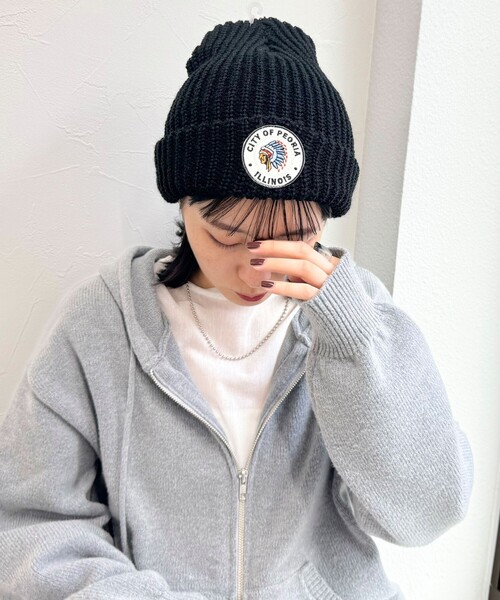 fredy emue(フレディエミュ)の「USAワッペンワッチ(ニットキャップ/ビーニー・レディース・ブラック/ネイビー・FREE)」の6枚目の写真
