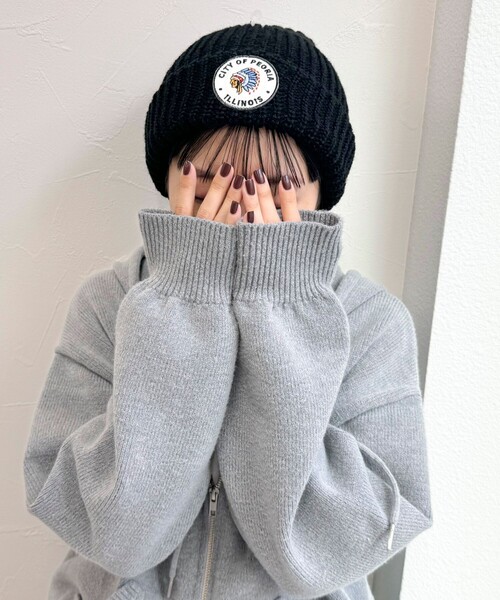 fredy emue(フレディエミュ)の「USAワッペンワッチ(ニットキャップ/ビーニー・レディース・ブラック/ネイビー・FREE)」の7枚目の写真