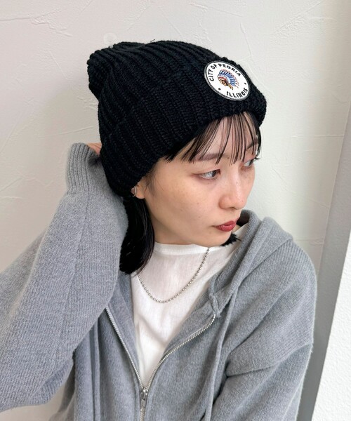 fredy emue(フレディエミュ)の「USAワッペンワッチ(ニットキャップ/ビーニー・レディース・ブラック/ネイビー・FREE)」の8枚目の写真