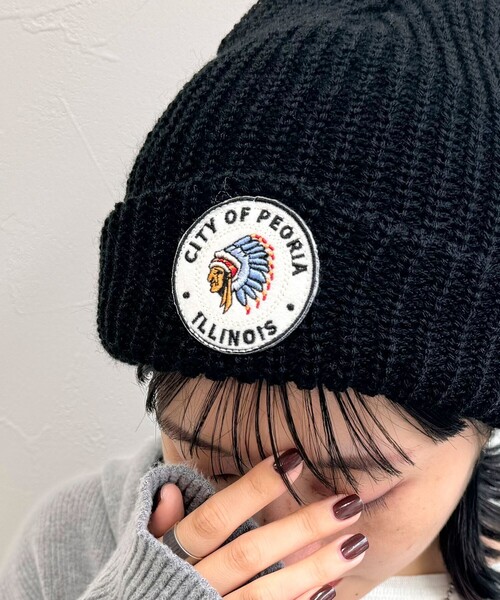 fredy emue(フレディエミュ)の「USAワッペンワッチ(ニットキャップ/ビーニー・レディース・ブラック/ネイビー・FREE)」の9枚目の写真