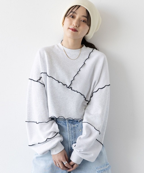 RAGEBLUE（レイジブルー）の「ウェーブメロウ/ショートスウェット（スウェット・レディース・ホワイト/ブラック/ライトブルー・FREE）」の2枚目の写真