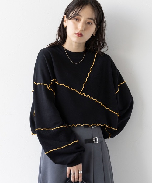 RAGEBLUE（レイジブルー）の「ウェーブメロウ/ショートスウェット（スウェット・レディース・ホワイト/ブラック/ライトブルー・FREE）」の9枚目の写真