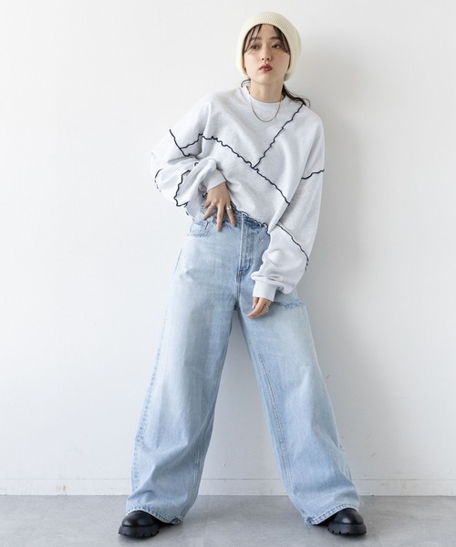 RAGEBLUE（レイジブルー）の「ウェーブメロウ/ショートスウェット（スウェット・レディース・ホワイト/ブラック/ライトブルー・FREE）」の13枚目の写真