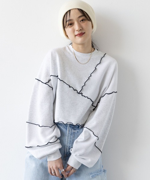 RAGEBLUE（レイジブルー）の「ウェーブメロウ/ショートスウェット（スウェット・レディース・ホワイト/ブラック/ライトブルー・FREE）」の15枚目の写真