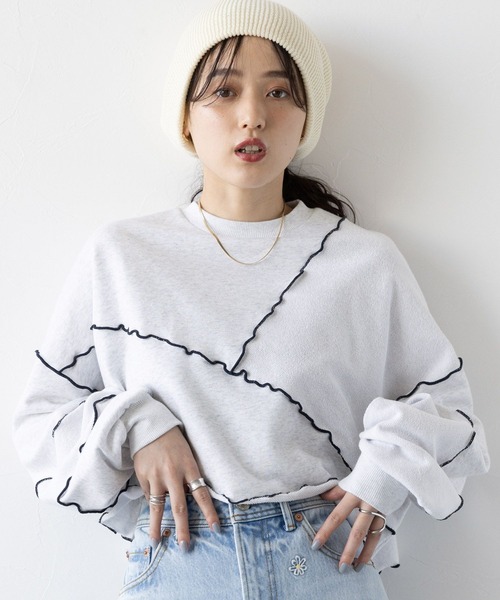 RAGEBLUE（レイジブルー）の「ウェーブメロウ/ショートスウェット（スウェット・レディース・ホワイト/ブラック/ライトブルー・FREE）」の16枚目の写真