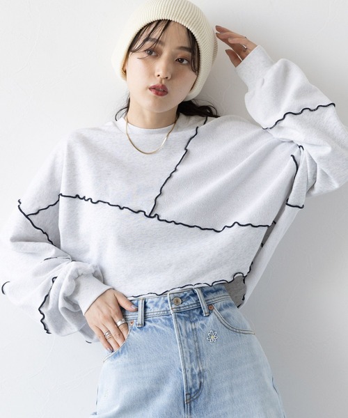 RAGEBLUE（レイジブルー）の「ウェーブメロウ/ショートスウェット（スウェット・レディース・ホワイト/ブラック/ライトブルー・FREE）」の17枚目の写真