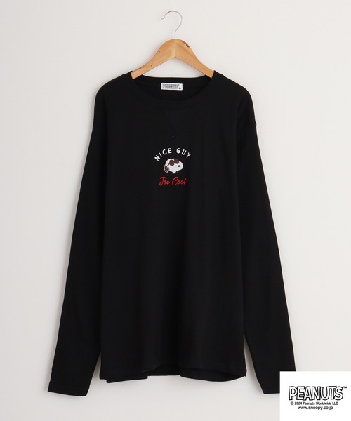 PEANUTS(ピーナッツ)の「PEANUTS ワッフル 刺繍 長袖Tシャツ(Tシャツ/カットソー・メンズ・杢グレー/ブラック/ネイビー/ホワイト・M/L/LL)」の8枚目の写真