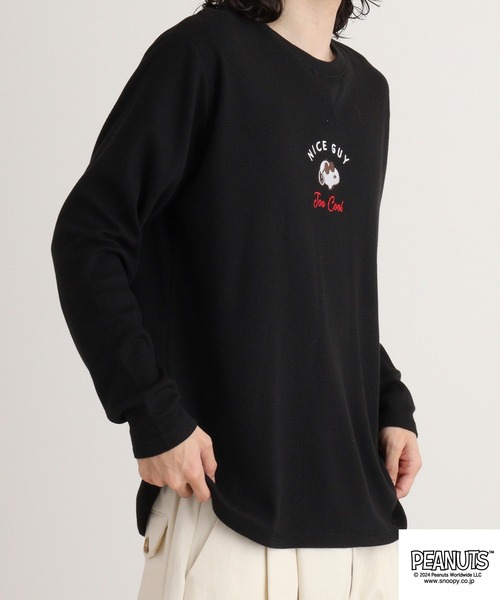 PEANUTS(ピーナッツ)の「PEANUTS ワッフル 刺繍 長袖Tシャツ(Tシャツ/カットソー・メンズ・杢グレー/ブラック/ネイビー/ホワイト・M/L/LL)」の18枚目の写真