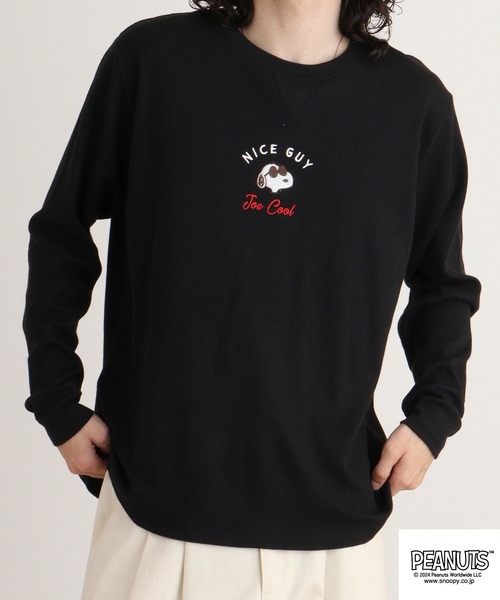 PEANUTS(ピーナッツ)の「PEANUTS ワッフル 刺繍 長袖Tシャツ(Tシャツ/カットソー・メンズ・杢グレー/ブラック/ネイビー/ホワイト・M/L/LL)」の17枚目の写真