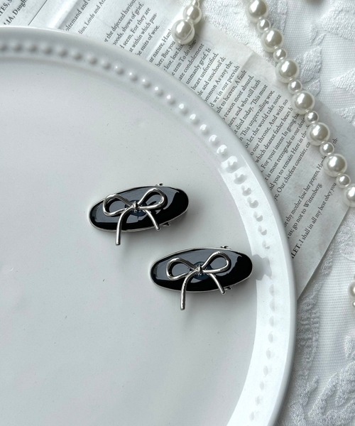 セール】【2個セット】メタルリボンミニヘアピン（ヘアピン