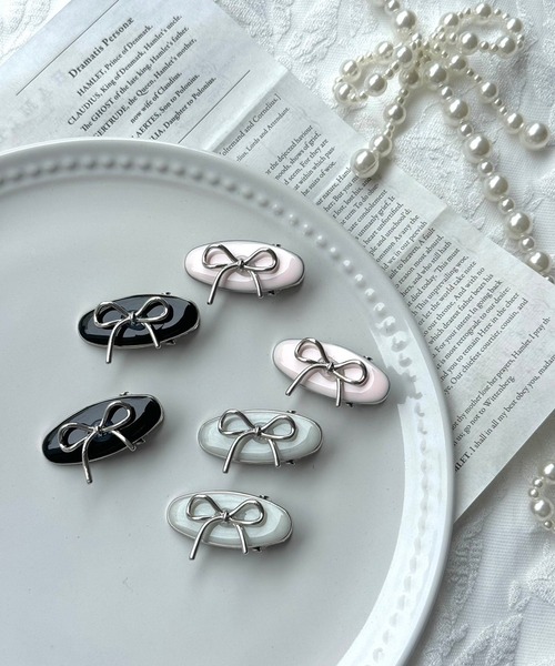セール】【2個セット】メタルリボンミニヘアピン（ヘアピン