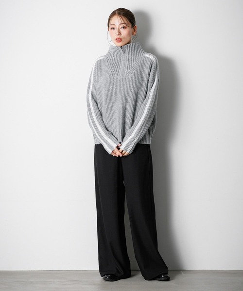 セール】ハーフZIPラインニットプルオーバー / 220869（ポロシャツ