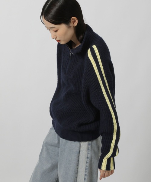 セール】ハーフZIPラインニットプルオーバー / 220869（ポロシャツ