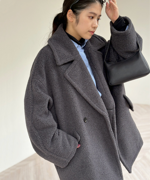 タグあり AP STUDIO ボアピーコート グレー 36 AP STUDIO（エーピーストゥディオ）の「ボアピーコート（ピーコート