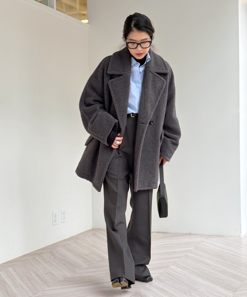 タグあり AP STUDIO ボアピーコート グレー 36 AP STUDIO（エーピーストゥディオ）の「ボアピーコート（ピーコート